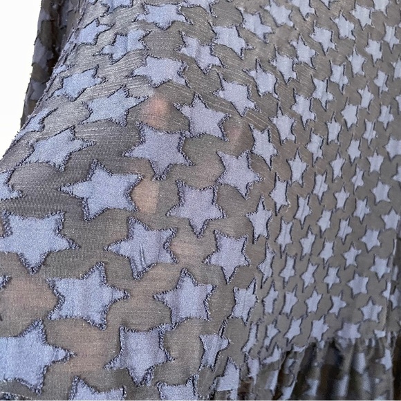 Lane Bryant Black Classic Flutter Sleeve V-Neck Peplum Shirt Blue Stars - Picture 8 of 13